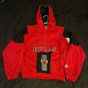 Vintage 90s Chicago Bulls Half Zip + PULLOVER Starter Jacket Kids YOUTH Medium